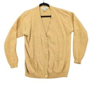 VTG Maakett Sweater Womens Small Tan Lambswool Angora Cardigan Fall Quiet Luxury